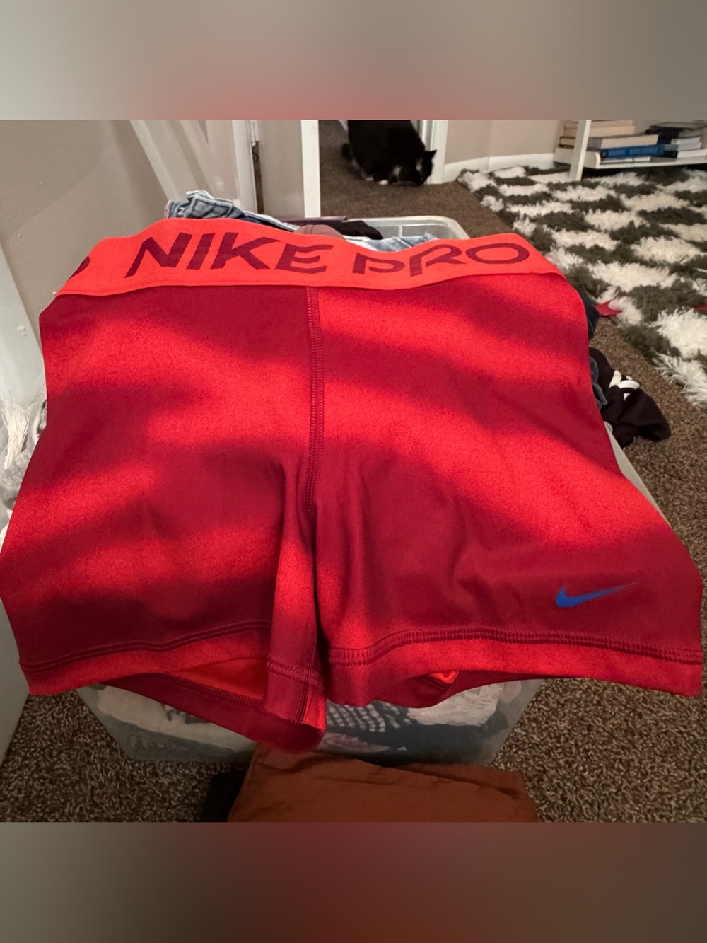NWT Nike Red Pro Compression Shorts with Blue Swoosh